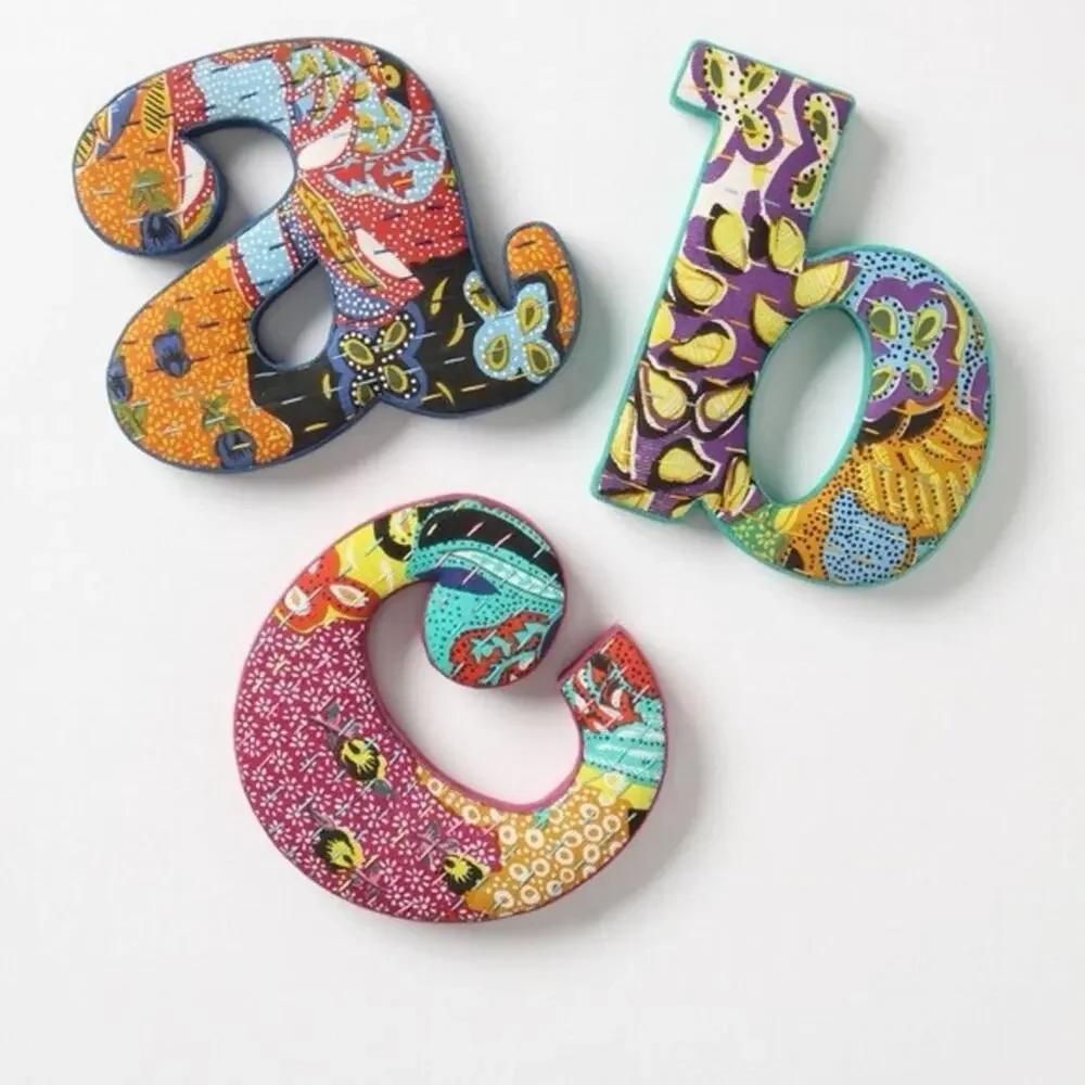 Anthropologie Quilted Colorful Alphabet Wall Decor Letter B